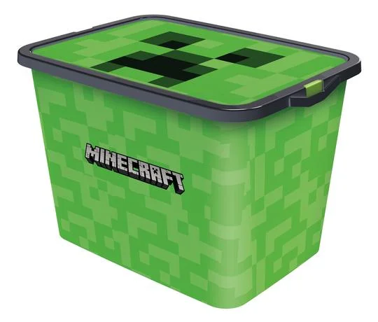 STOR Plastový úložný box s víkem Minecraft 23l