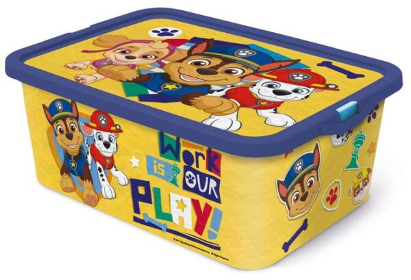 STOR Plastový úložný box s víkem Paw Patrol 13l žlutý